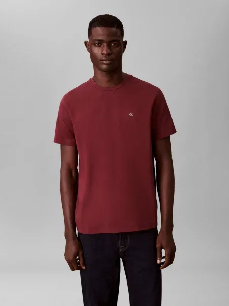 Calvin Klein Jeans Koszulka Mężczyźni brązowy jednolity S czerwona