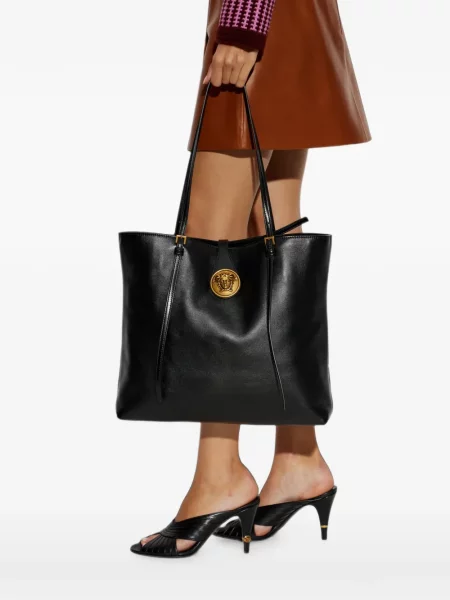 Geantă shopper Versace din piele negru