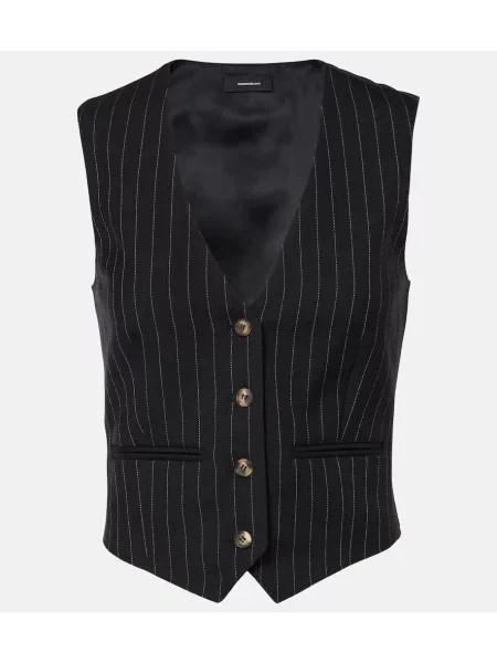 Vestă Wardrobe.nyc de lână cu dungi negru