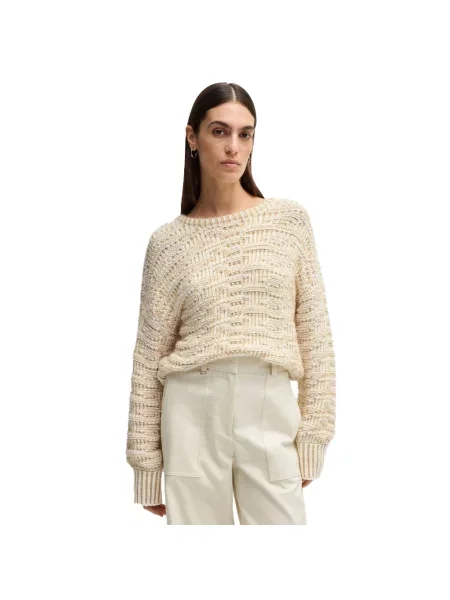 Krótki sweter Boss beżowy