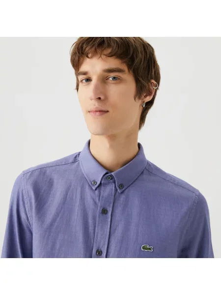 Lacoste Organiczna Koszula Button-Down Slim Fit granatowa