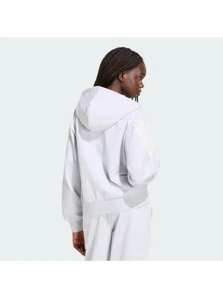 BLUZA Z KAPTUREM ADIDAS KIT Z 3 PASKAMI I SUWAKIEM NA CAŁEJ DŁUGOŚCI biała