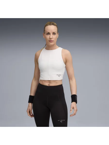 Prążkowana koszulka na ramiączkach PUMA x HYROX o skróconym kroju PUMA biała