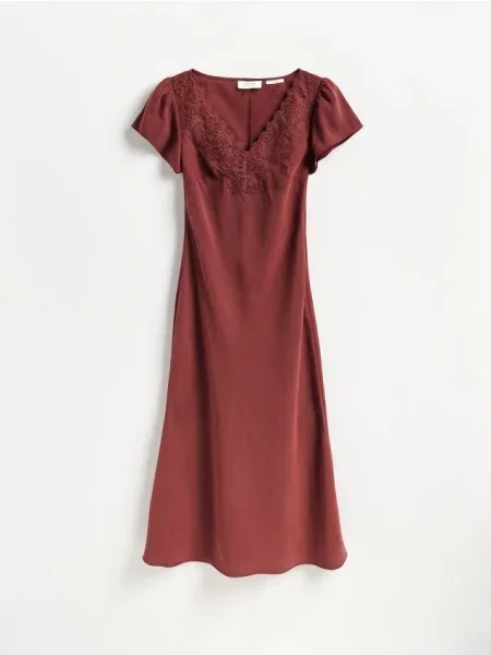 Reserved Rochie midi cu conținut ridicat de modal carmin