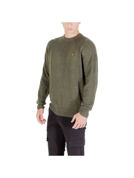 Pulover Lyle & Scott cu decolteu în U verde