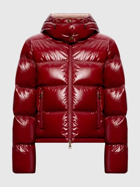 Бордовий пуховик Niveole з нашивкою логотипа Moncler