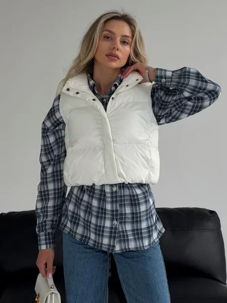 Утеплений жилет Jadone Fashion Skay_milk молочний