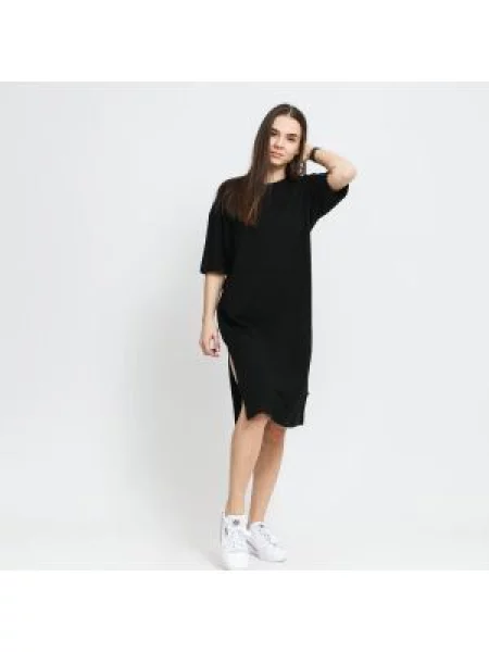 Šaty Urban Classics Ladies Organic Oversized Slit Tee Dress černé