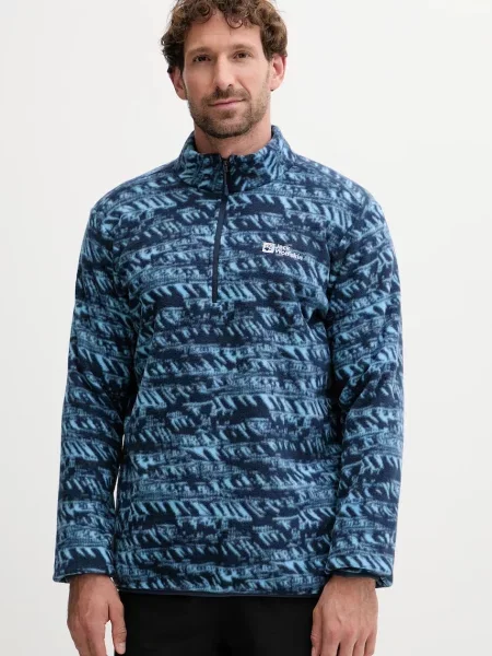Fleecová mikina Jack Wolfskin BIG SKY tmavomodrá vzorovaná