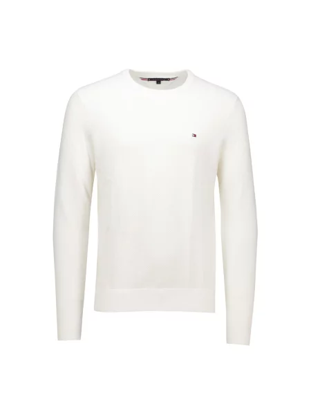 Sweter z dzianiny o kroju regular fit z czystej bawełny Tommy Hilfiger biały