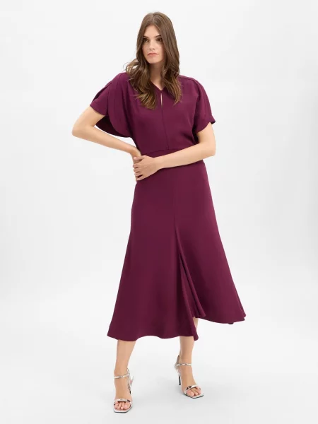 BOSS sukienka midi Denaz Kobiety lila jednolity 34