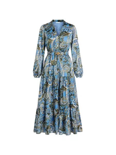 Cu centură lung rochie Guess albastru