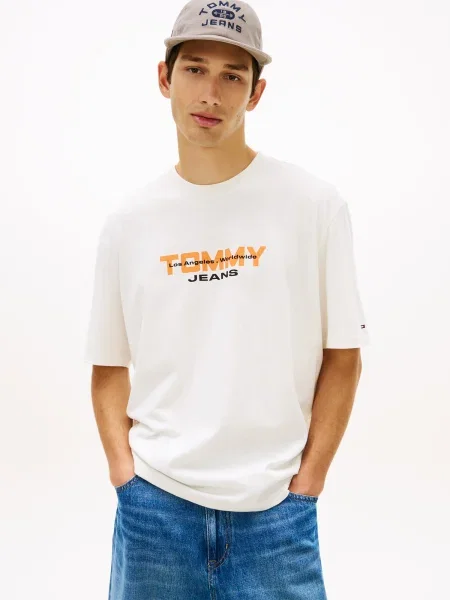Tommy Jeans Tricou portocaliu / negru alb