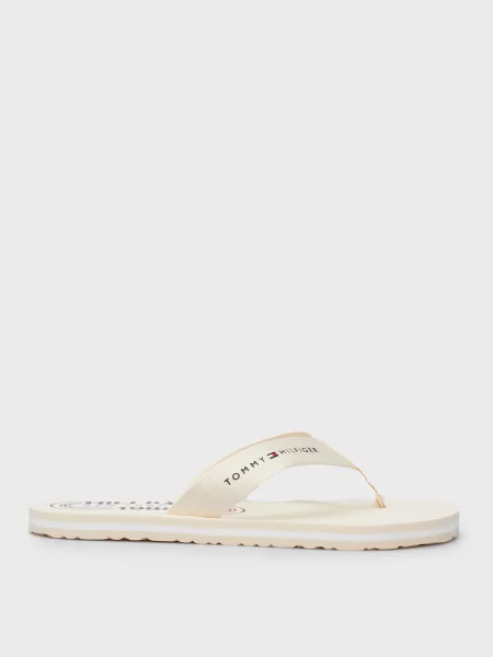 Вьетнамки Tommy Hilfiger в полоску без каблука бежевые