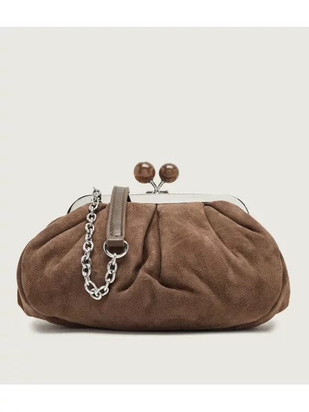 Weekend MaxMara Geantă poștaș/poșetă plic Wlavalois Pasticcino | piele întoarsă maro