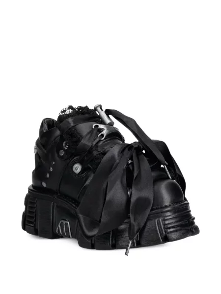 Botine New Rock cu platformă din dantelă negru