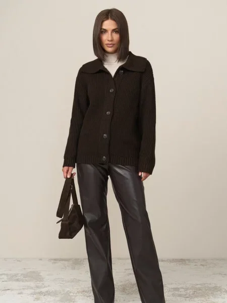 Кардиган TrikoBakh темно-коричневий вовна/віскоза коричневий