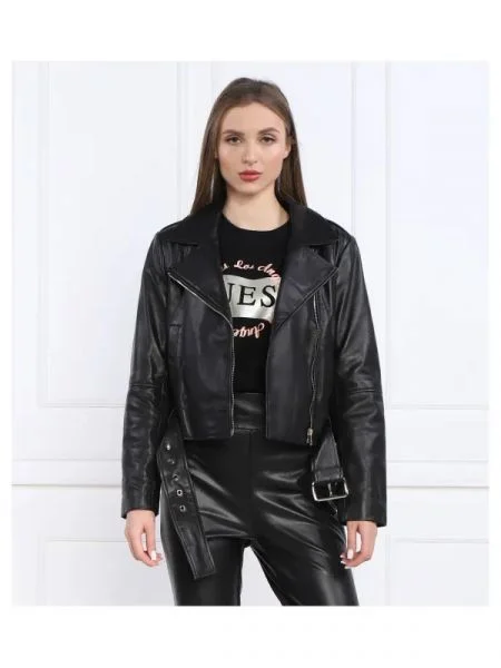 Liu Jo Bőr kabát LEATHER fekete