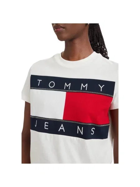 Tommy Jeans Majica mornarsko plava / crvena bijela