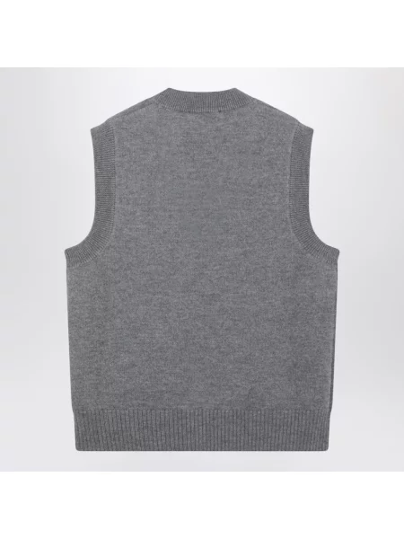 Sweter Ami Paris wełniany bez rękawów szary