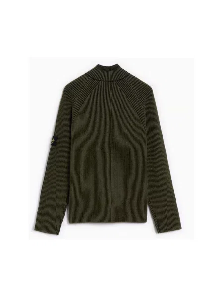 Dzianinowy sweter z golfem Stone Island z kamieniami zielony