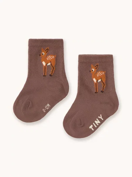 Tinycottons ponožky detské DEER MEDIUM SOCKS hnedá