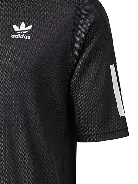 Dzianinowe haftowane polo Adidas w paski szare