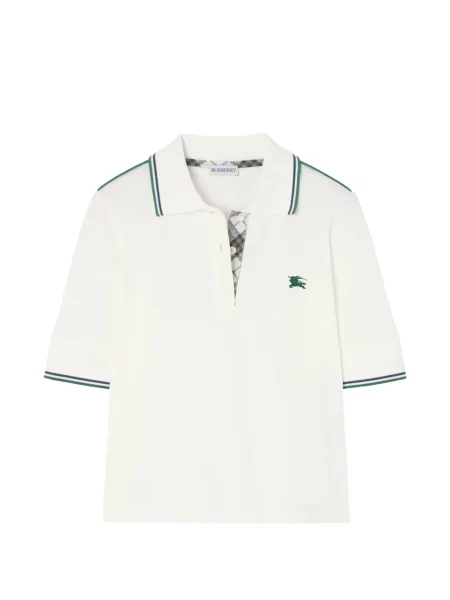 Decupat tricou polo Burberry în carouri alb