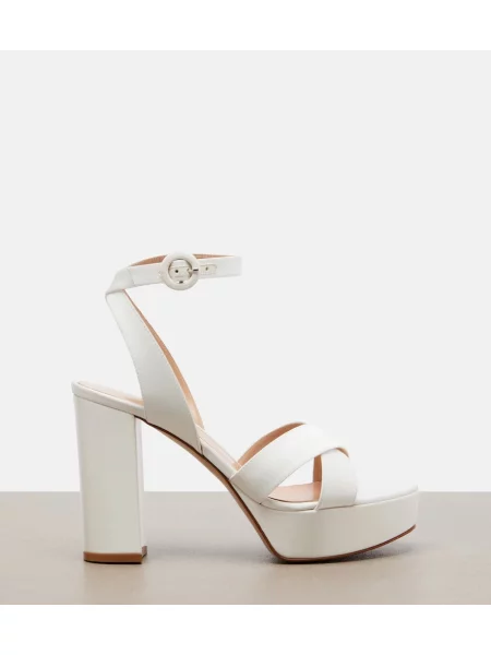 Sandale Gianvito Rossi din satin cu platformă alb