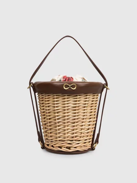Сумка бакет-бег з лози Twinset бежева