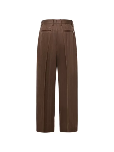 Pantaloni Dondup cu model herringbone maro