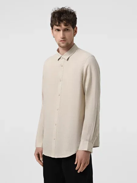 Лляна Сорочка Armani Exchange бежевий