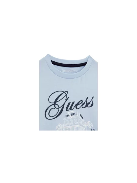 Guess T-shirt Svijetloplava Regular Fit plava