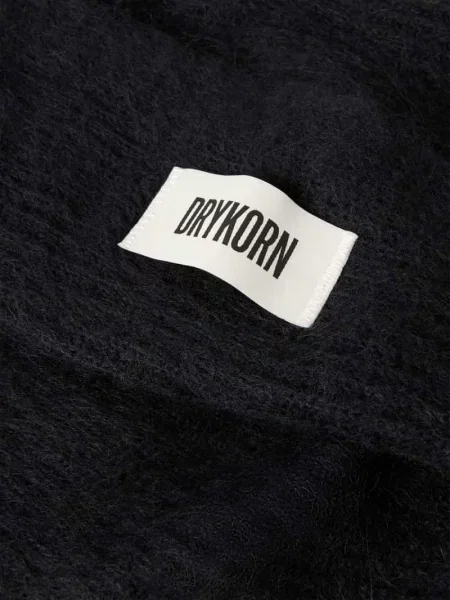 Chusta trójkątna z dodatkiem wełny Drykorn czarna