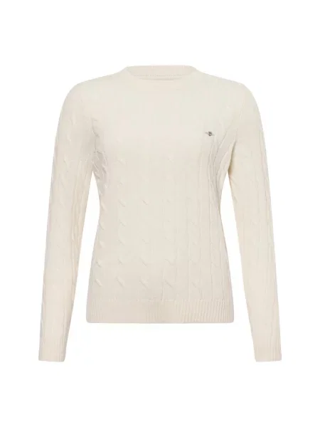 Gant sweter z dzianiny z wełny jagnięcej Kobiety Wełna S beżowy