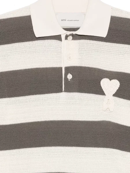 Ριγέ polo Ami Paris γκρι