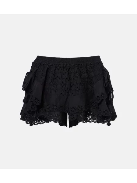 Pantaloni scurți Isabel Marant de mătase negru