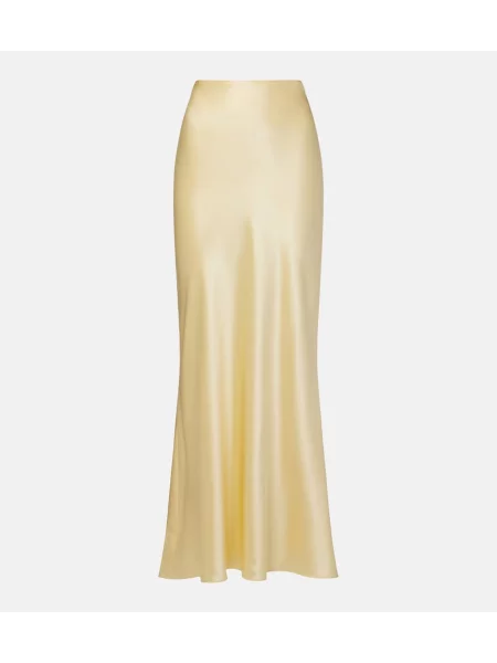 Fusta maxi The Sei din satin galben