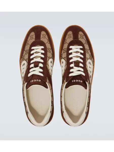 Sneakerși Gucci din piele de căprioară maro