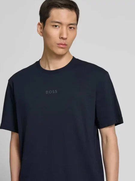 T-shirt z nadrukiem z logo Boss Green granatowa