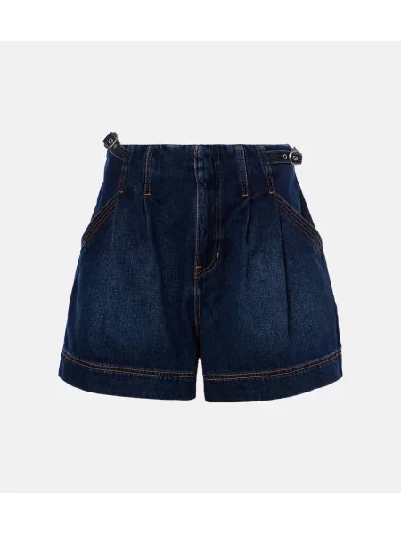 Pantaloni scurți din denim Veronica Beard cu talie înaltă albastru