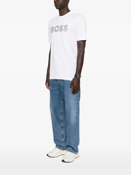 Tricou Boss cu autograf alb