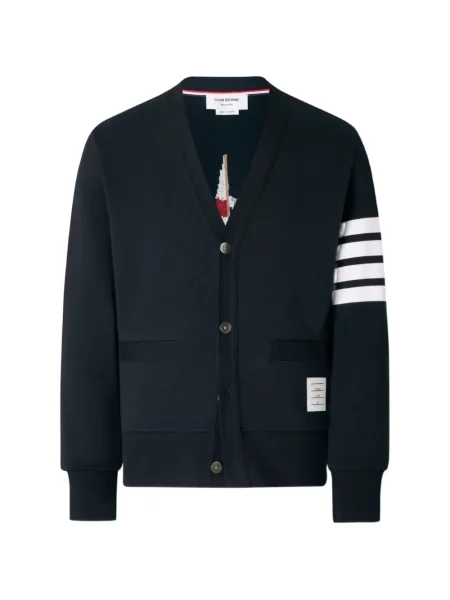 Cardigan Thom Browne cu broderie albastru