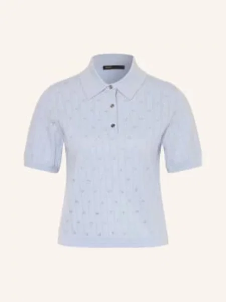 Maje Dzianinowa Koszulka Polo Z Kamieniami Ozdobnymi blau