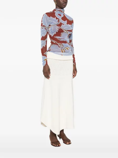 Top Dvf Diane Von Furstenberg cu model floral cu imagine albastru
