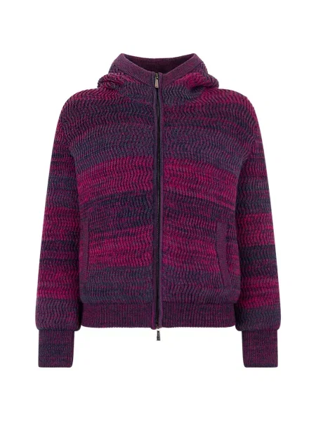 Geacă bomber Moorer tricotate cu glugă chunky violet