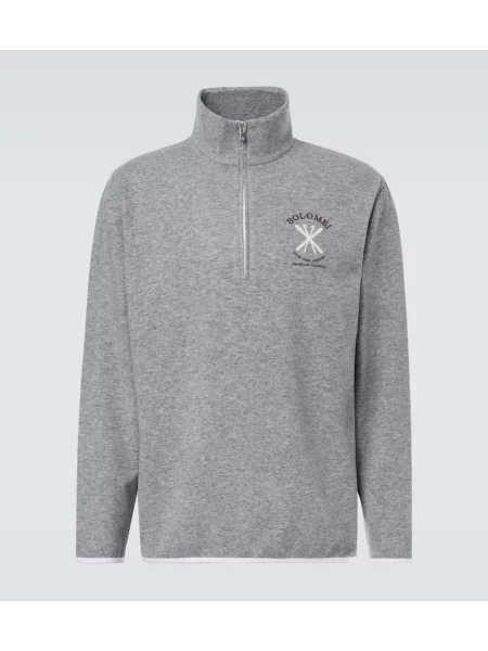 Hanorac Brunello Cucinelli din cașmir de jumătate de fermoar gri