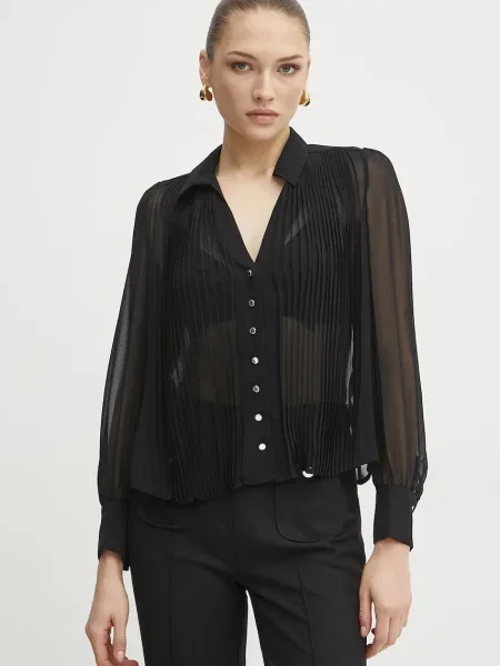 Класическа прозрачна блуза Morgan черно