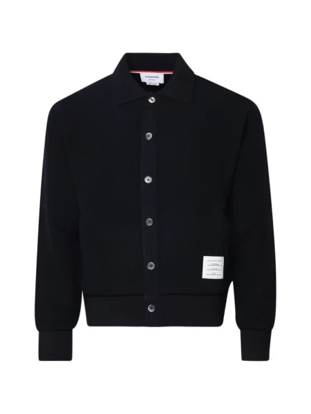 Gulerat tricou polo Thom Browne de lână albastru