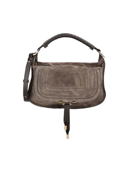 Torebka skórzana Chloe Marcie zamszowa brązowa